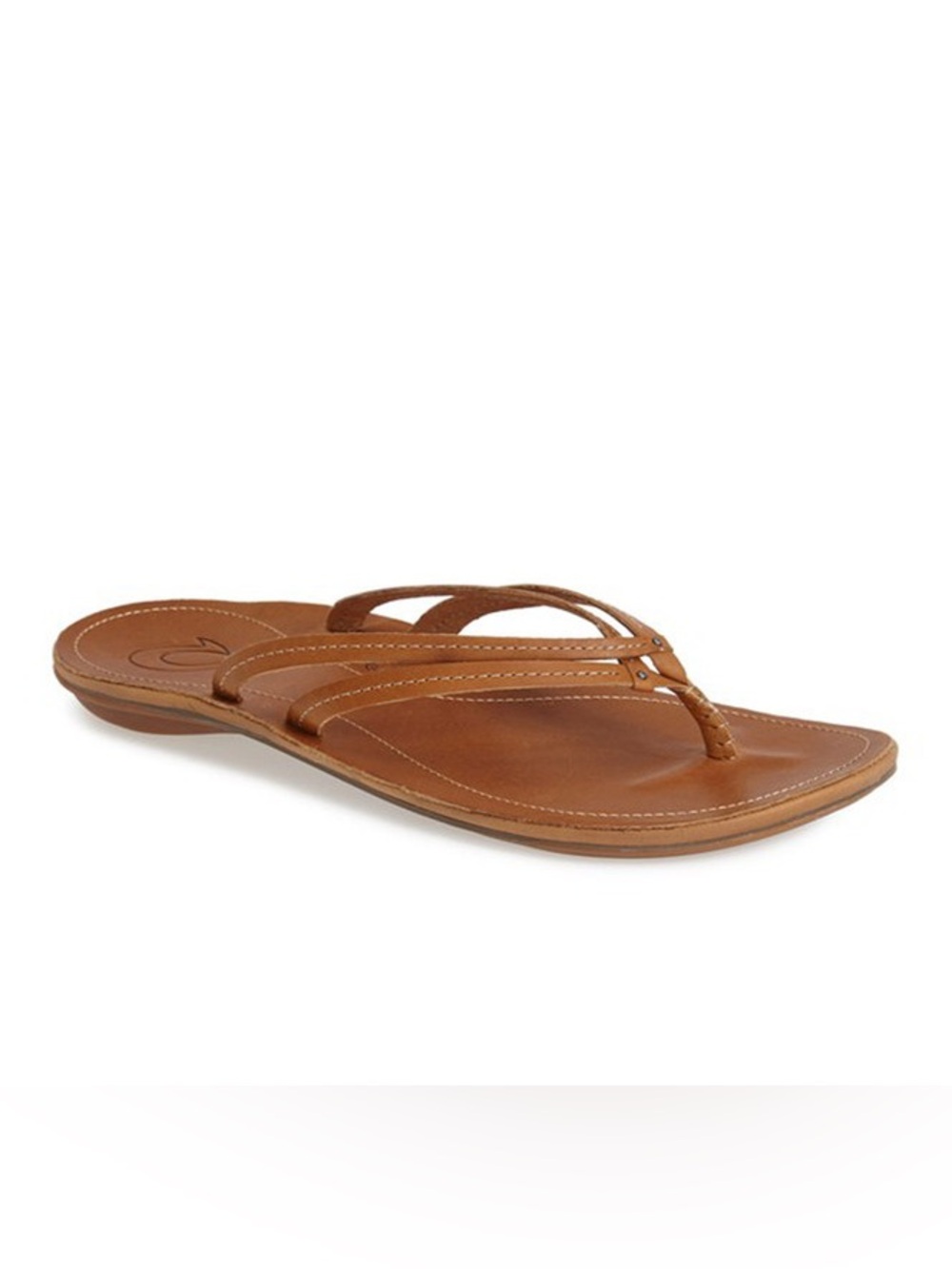 Olukai U’i Leather Flip Flop Sandals Womens 8 Sahara Brown Comfort Beach Thong